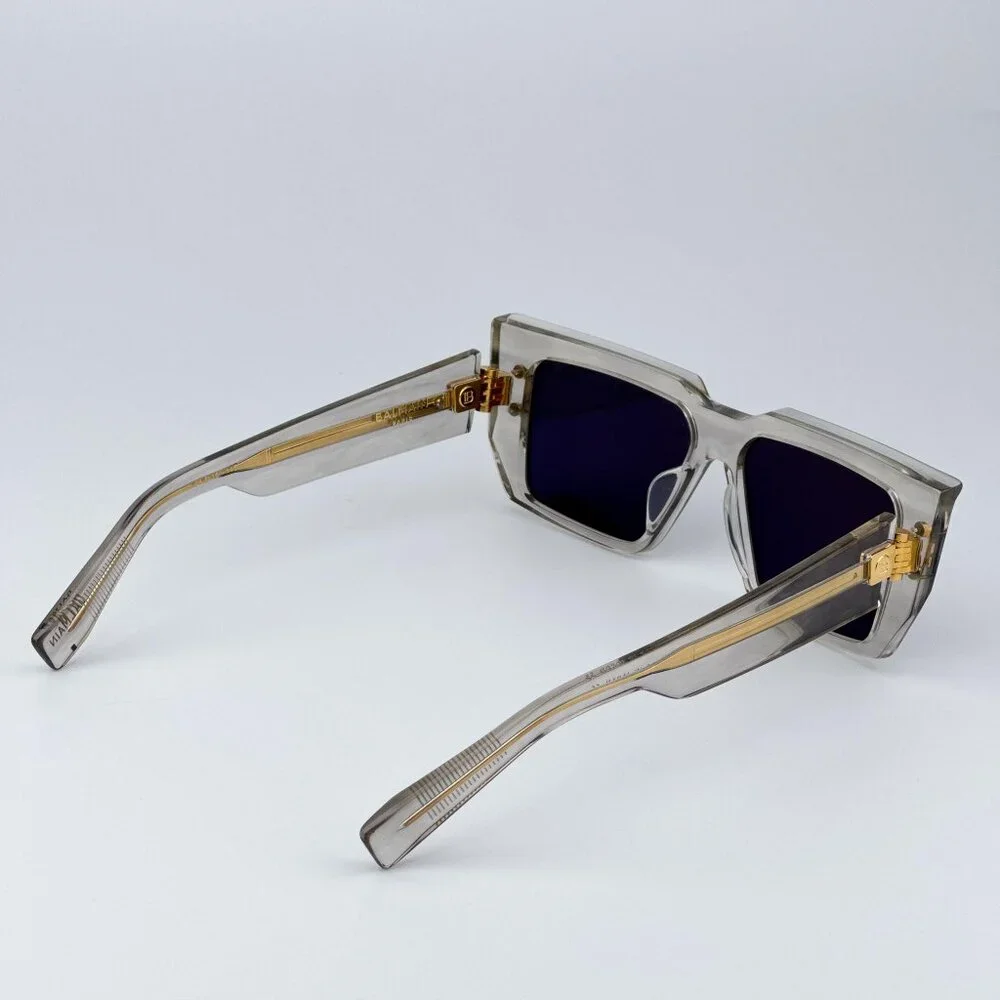 Balmain B-VI BPS-121B-54 Men BRAND NEW Sunglasses Titanium Gold Grey Cat Eye